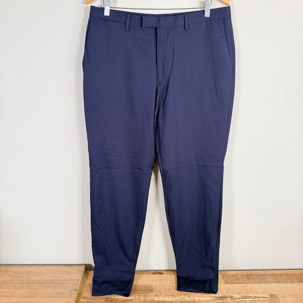 Banana Republic Marzotto Super 120s Wool‎ Dress Pants Mens 34x30 Blue Slim read